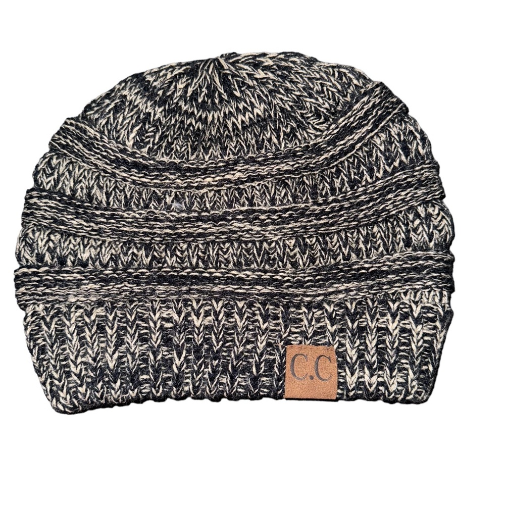 C.C Beanie Black and Tan Knit